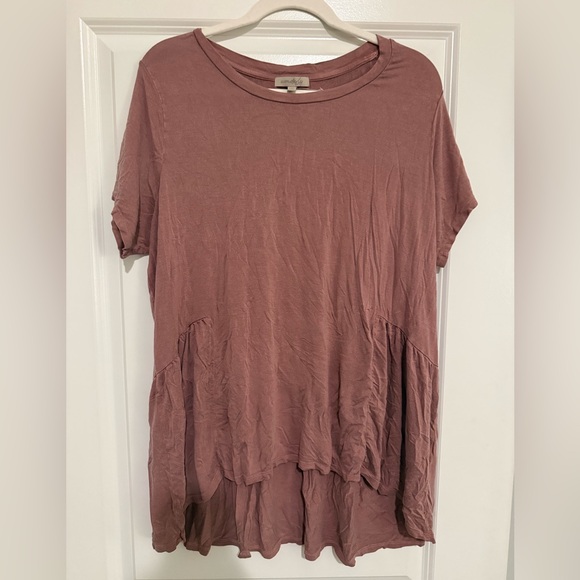 Wonderly Tops - Wonderly Dusty Rose Short Sleeve Top